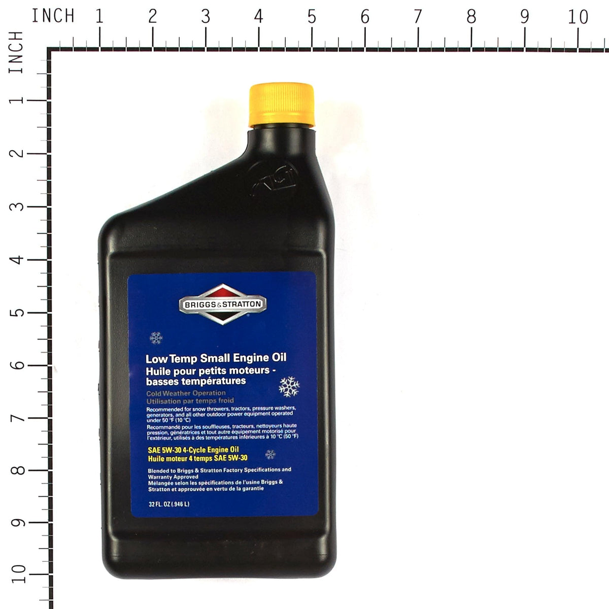 Briggs & Stratton SAE 5W-30 oil bottle for reliable cold-weather lubrication
