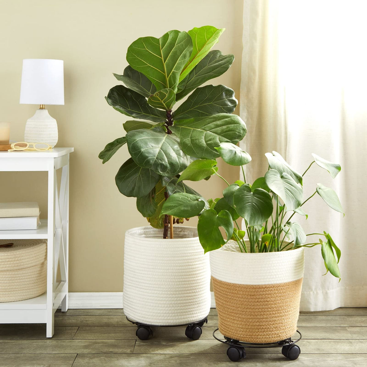 Bright Creations plant stand with wheels featuring a 10.6 inch diameter base