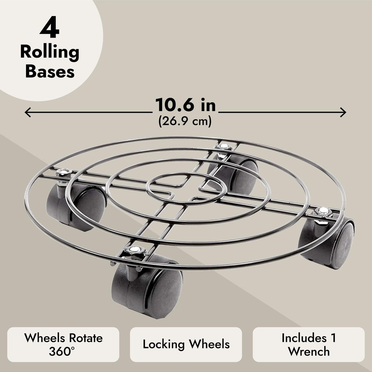 Bright Creations four-pack plant stand wheels ready for quick setup