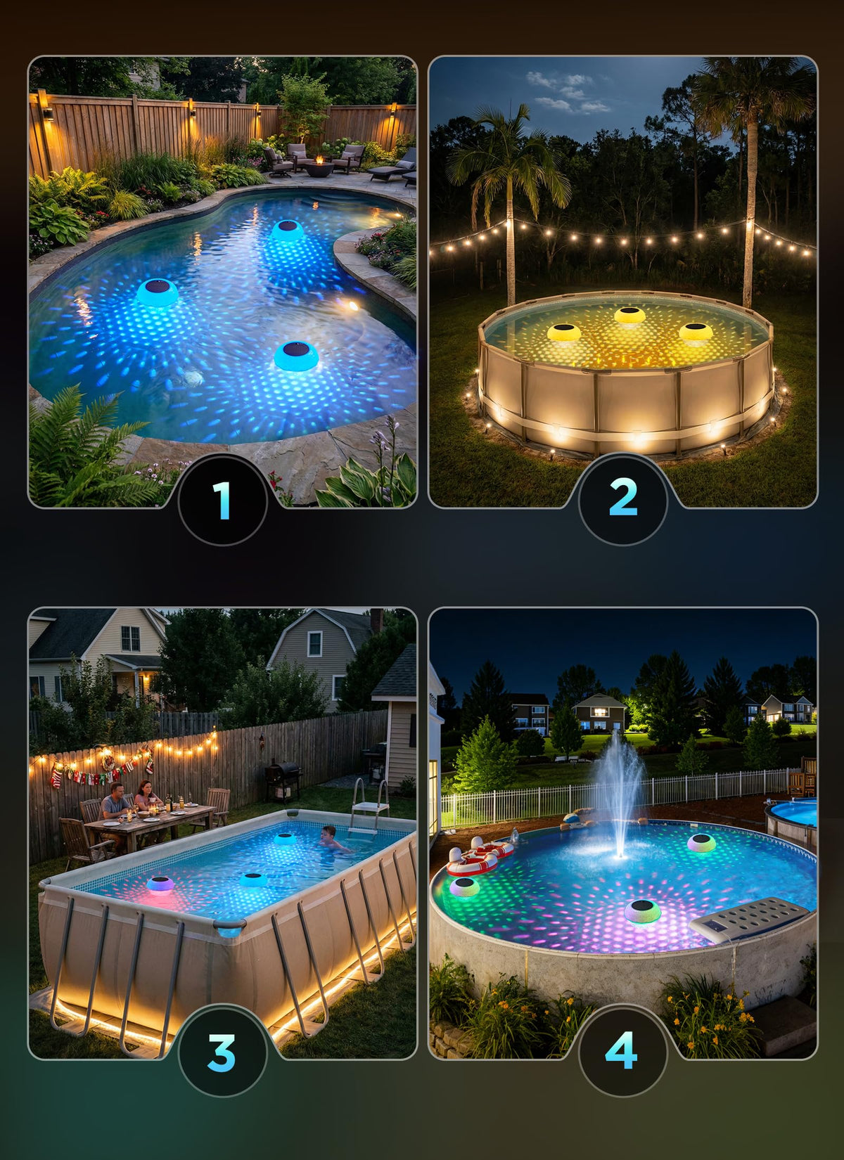 Brightown pool light enhances backyard party ambiance