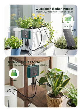 Brightown solar drip kit 15m tubing enabling customizable watering for several pots.
