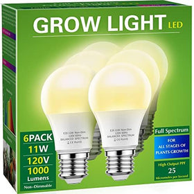 Briignite Grow Light Bulb A19 front view supports seed starting and leafy greens.