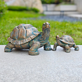 Brilliant Prospect handcrafted turtle decor enhances garden corners and tabletops.