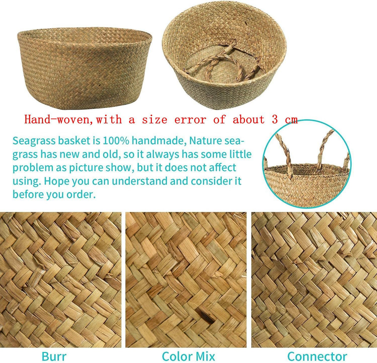 BrilliantJo Seagrass Belly Basket demonstrates eco friendly handmade charm.