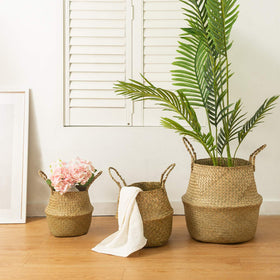 BrilliantJo Seagrass Belly Basket highlighted with handwoven weave for natural decor.