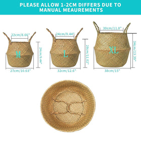BrilliantJo Seagrass Belly Basket pair used for organizing groceries.