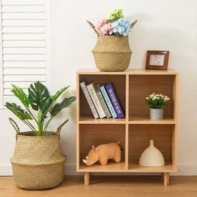 BrilliantJo Seagrass Belly Basket shown for rustic storage of blankets, toys, or laundry.