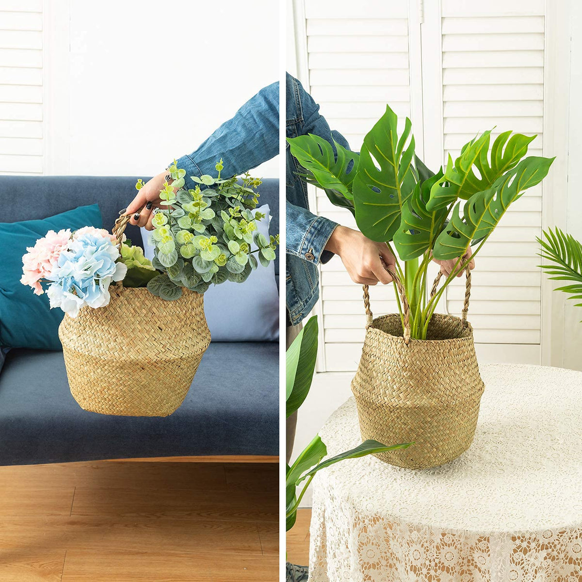 BrilliantJo Seagrass Belly Basket for toy organization in kids' rooms.