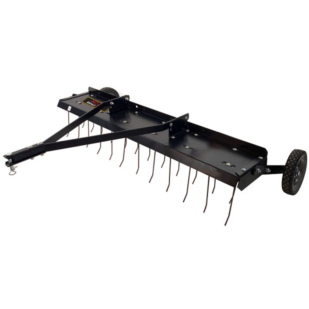 Brinly 48inch dethatcher workwidth shows wide coverage for efficient large-lawn dethatching