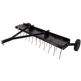Brinly 48inch dethatcher workwidth shows wide coverage for efficient large-lawn dethatching