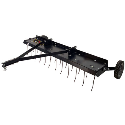 Brinly 48inch dethatcher workwidth shows wide coverage for efficient large-lawn dethatching
