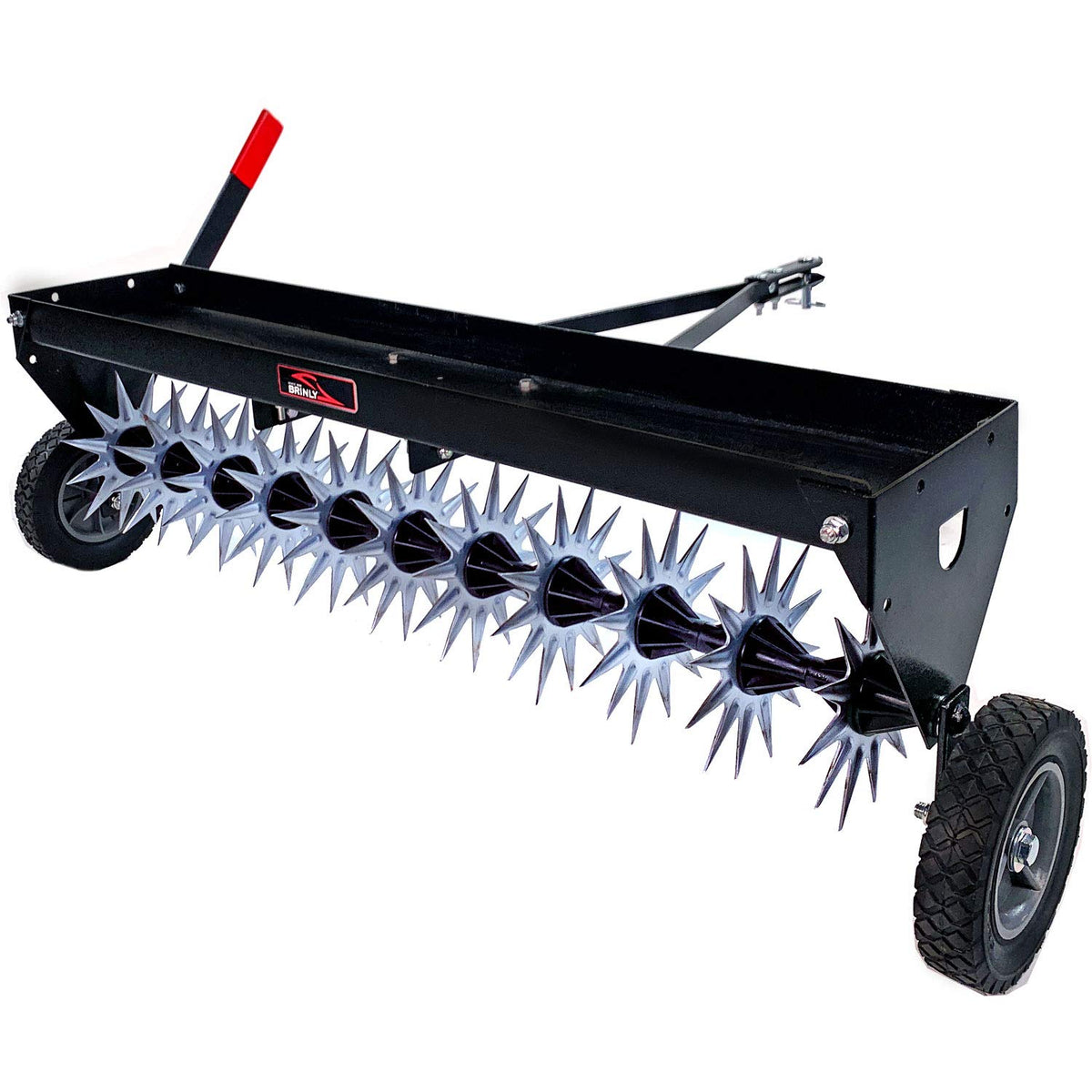 Brinly SAT2-40BH-P aerator assembly ready for efficient lawn aeration