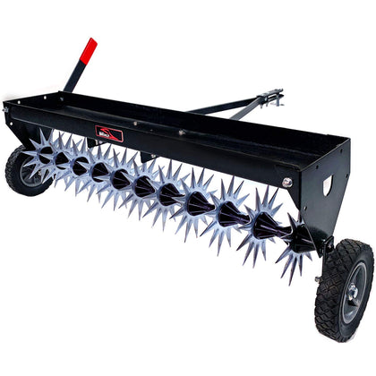Brinly SAT2-40BH-P aerator assembly ready for efficient lawn aeration
