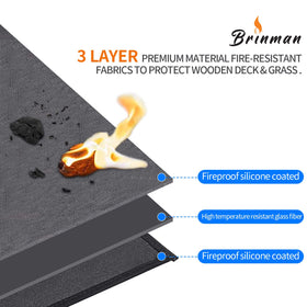 Brinman double-sided fireproof mat with silicone coating safeguarding outdoor surface.
