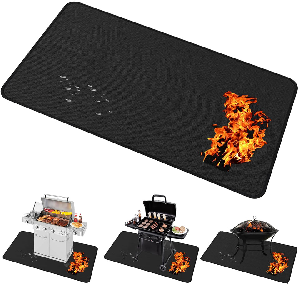 Brinman under grill mat 40x65 protecting deck from embers and grease spills.