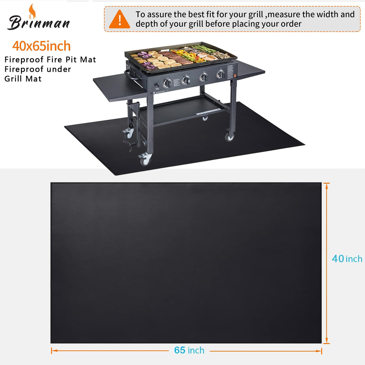 Brinman waterproof backing keeps patio dry under grilling.