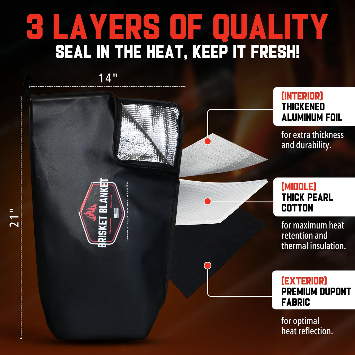 Brisket Blanket lightweight, foldable, and portable for on-the-go BBQ.