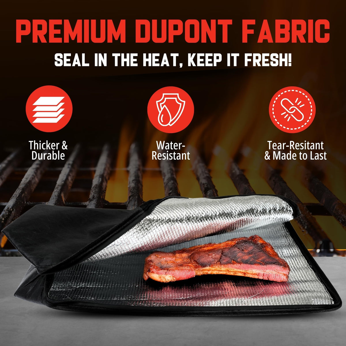 Brisket Blanket wide-mouth zipper enables easy loading.
