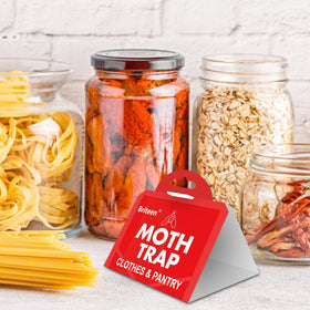 Briteen kitchen cupboard setup illustrating long-lasting moth control for food storage