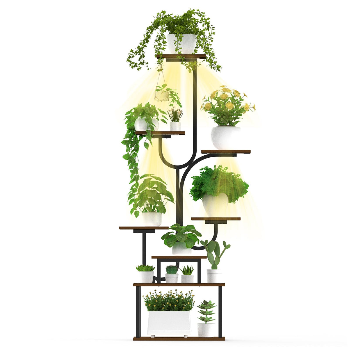 BRITEWAVE indoor plant stand with grow light highlighting thriving greenery