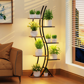 BRITEWAVE multi-tier arrangement maximizes plant display in living rooms.