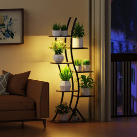 BRITEWAVE S-curve decorative stand fits corners stylishly while holding multiple plants.