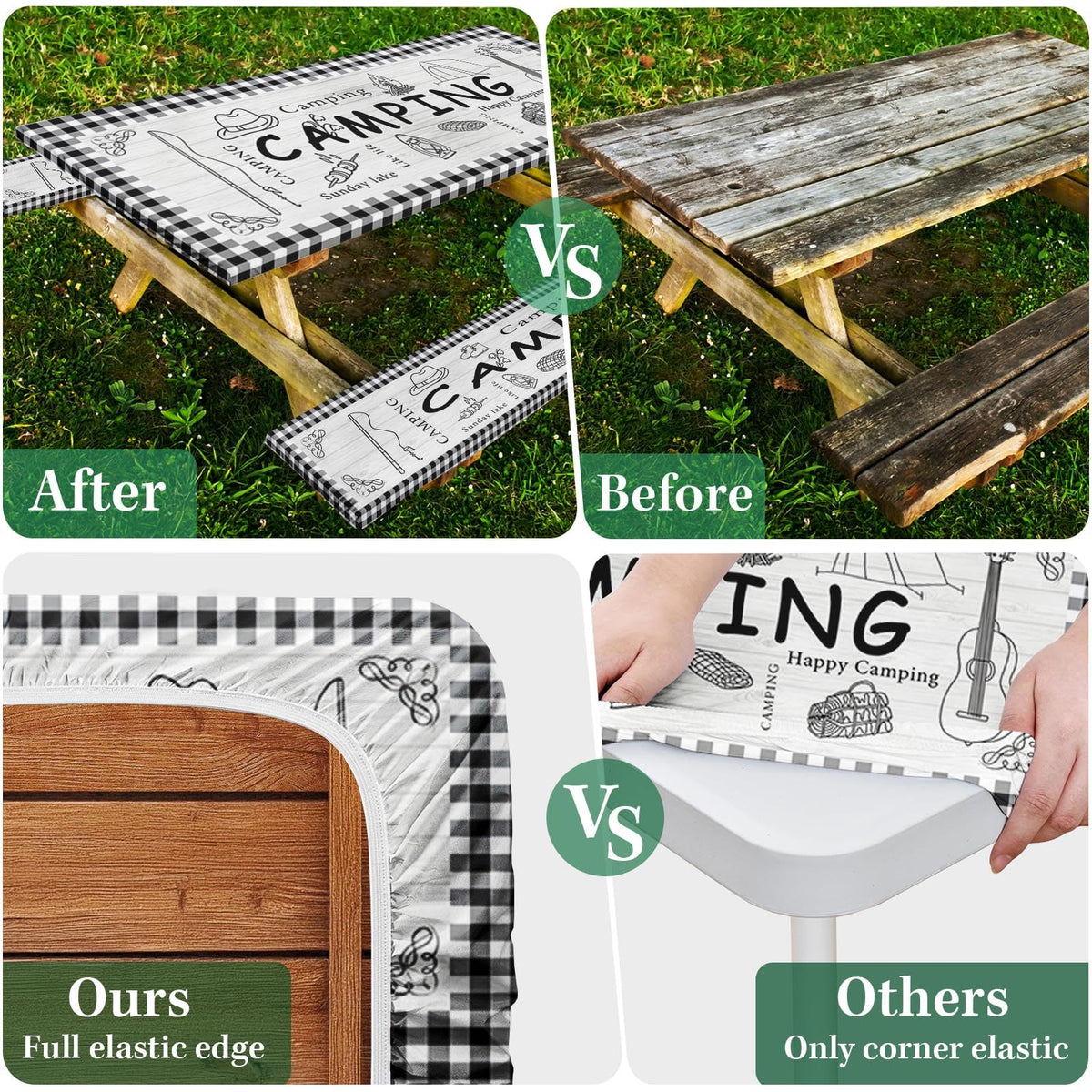 Britown waterproof fitted tablecloth keeps surfaces clean during picnics