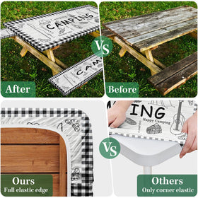 Britown waterproof fitted tablecloth keeps surfaces clean during picnics