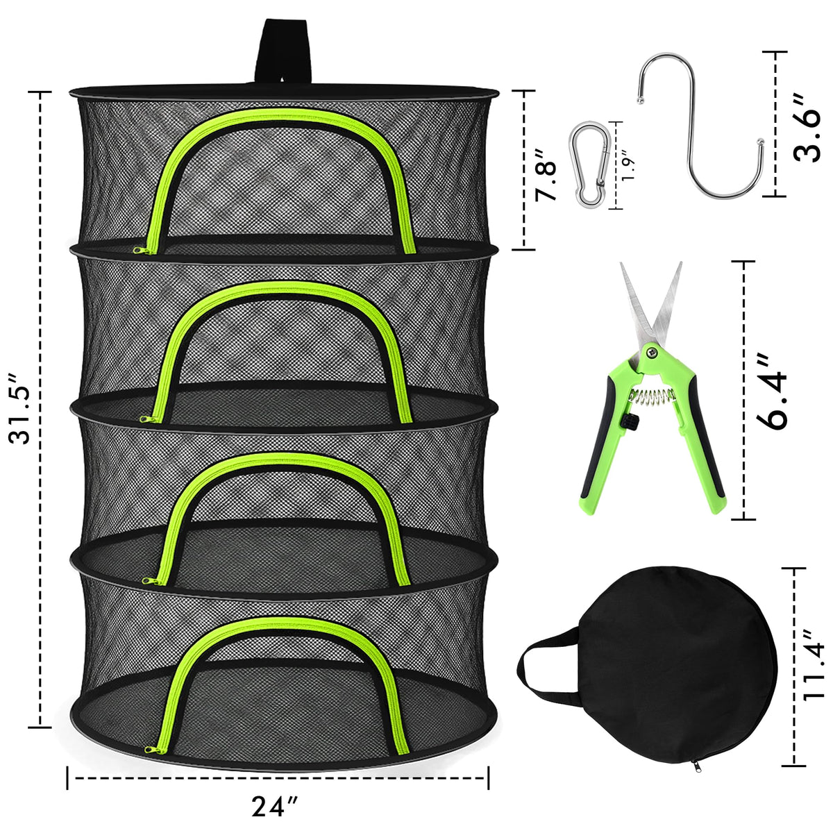 BRIVADO hanging rack with zipper access protects herbs from dust during drying