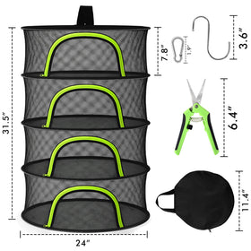 BRIVADO hanging rack with zipper access protects herbs from dust during drying