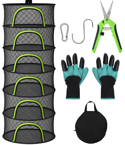 BRIVADO herb drying rack 6-layer mesh shows ample airflow for even drying.