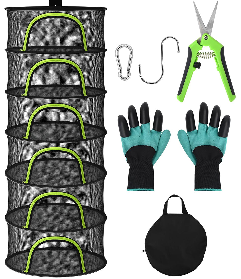 BRIVADO herb drying rack 6-layer mesh shows ample airflow for even drying.