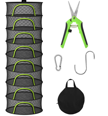 BRIVADO 8-layer herb drying rack close-up with breathable mesh for even drying.
