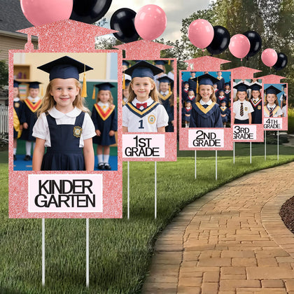 Briwooody 13-pcs yard sign set showcasing kindergarten through 12th grade photos for outdoor display