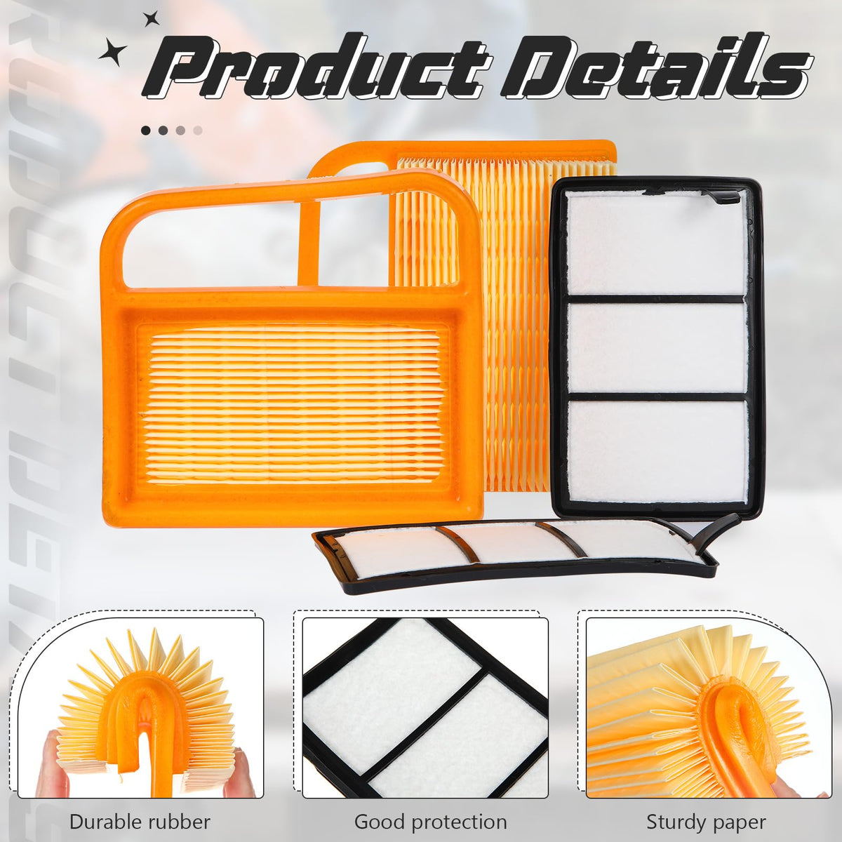 Briwooody air filter with durable rubber and paper media for long-lasting protection
