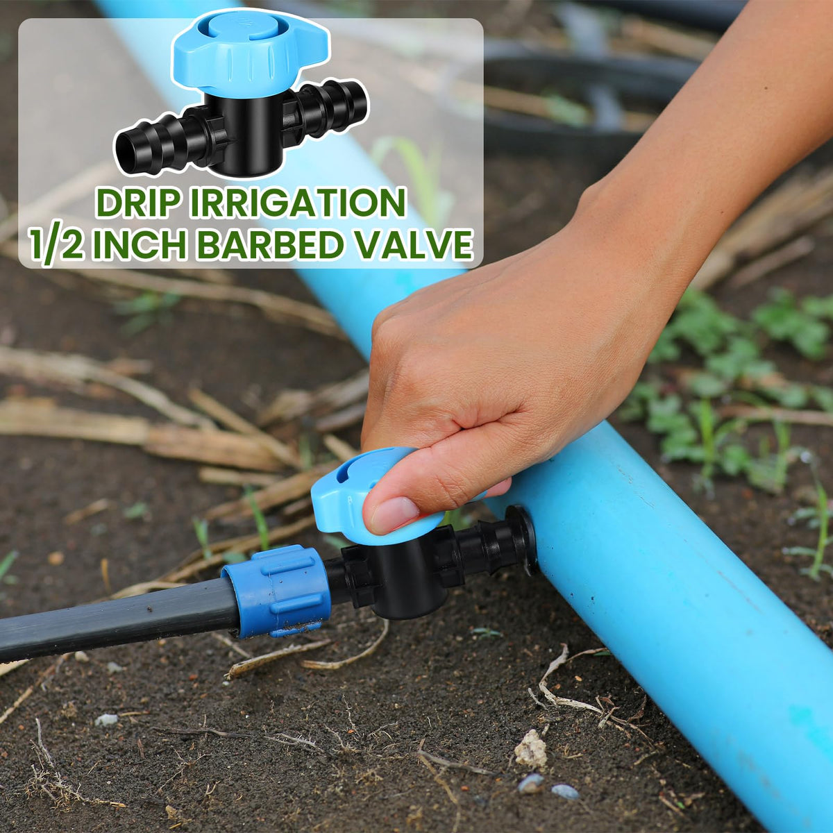 Briwooody valve design in blue and black for durable irrigation hardware.