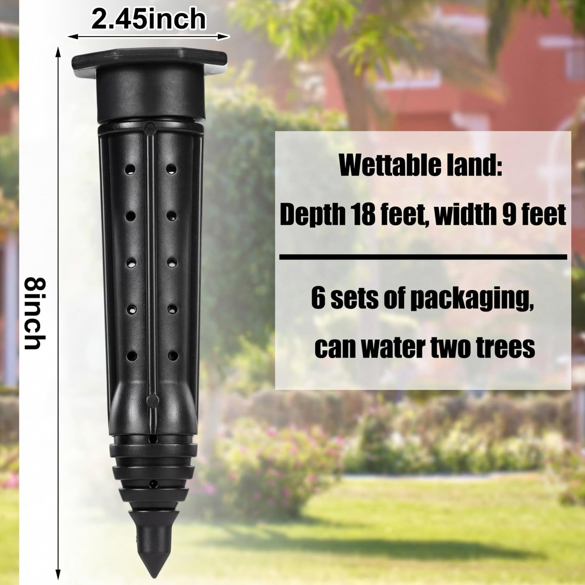 Briwooody deep-root irrigation stake improves root nourishment for trees and shrubs.