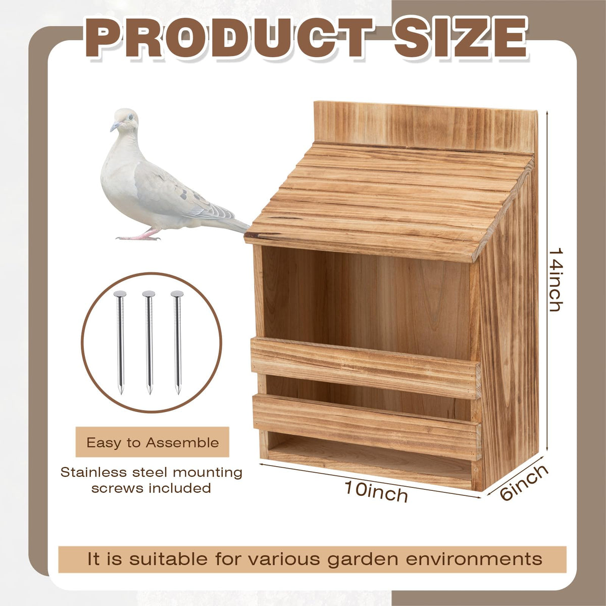 Briwooody dove nesting box exterior brown adds rustic charm