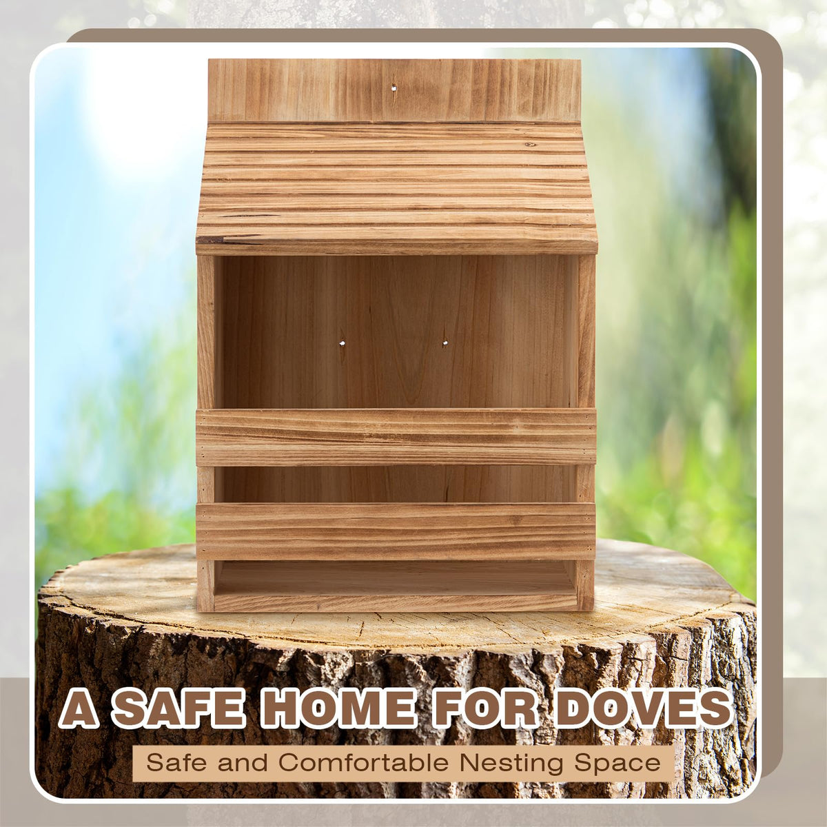 Briwooody dove nesting box interior provides airy nesting space