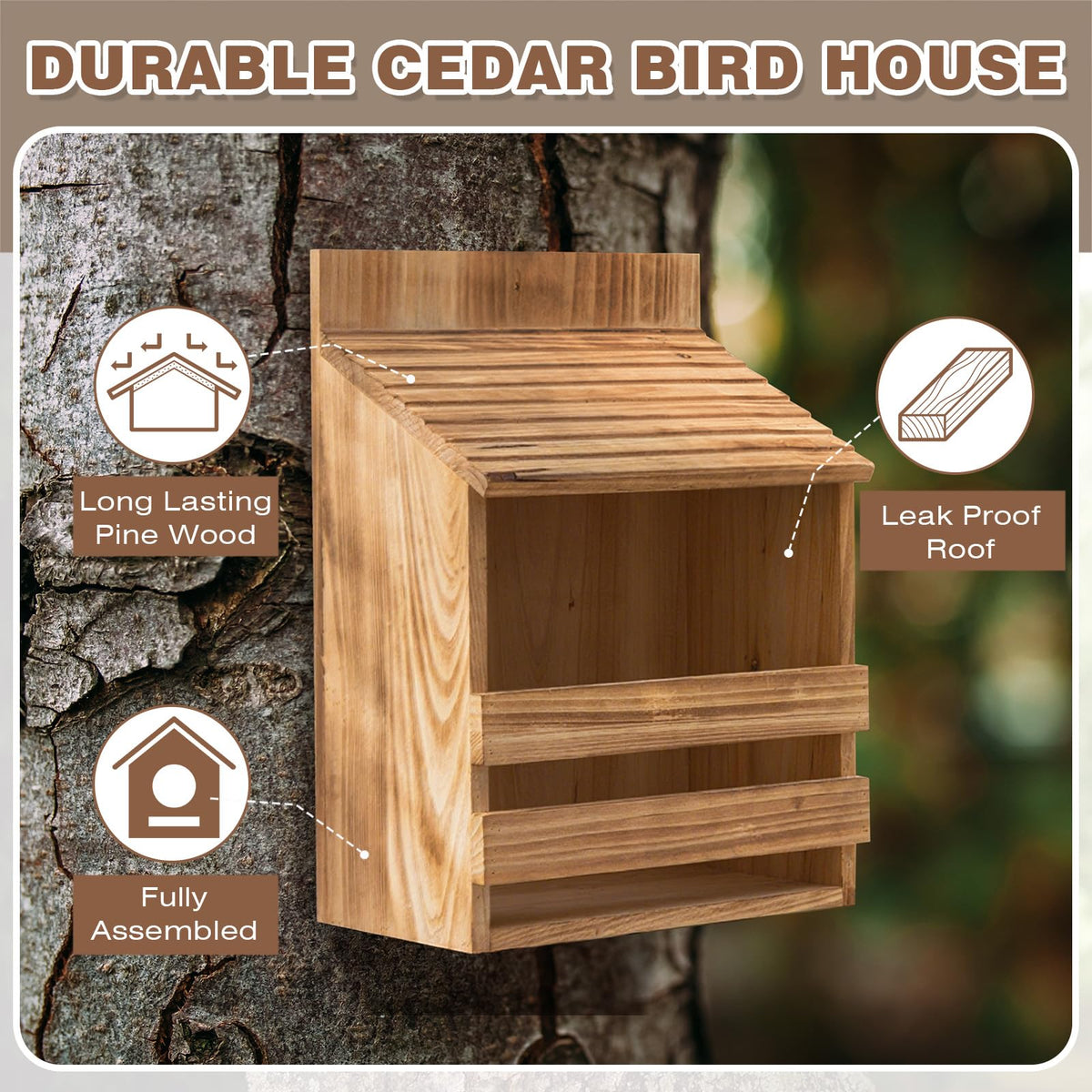 Briwooody dove nesting box roof design sheds rain and protects nest