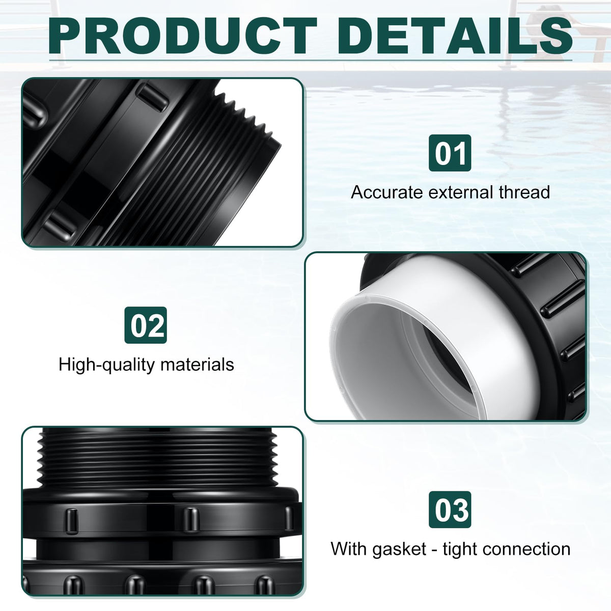 Briwooody heat-resistant plastic unions resist deformation for reliable ongoing connections.