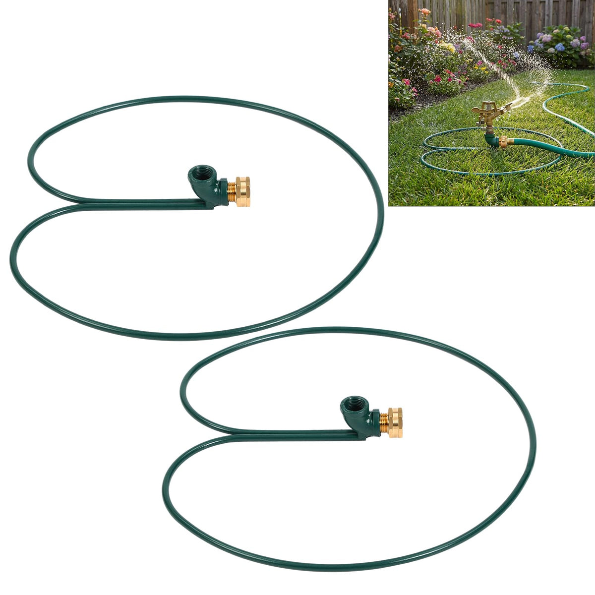 Briwooody lawn and shrub watering setup with ring base.