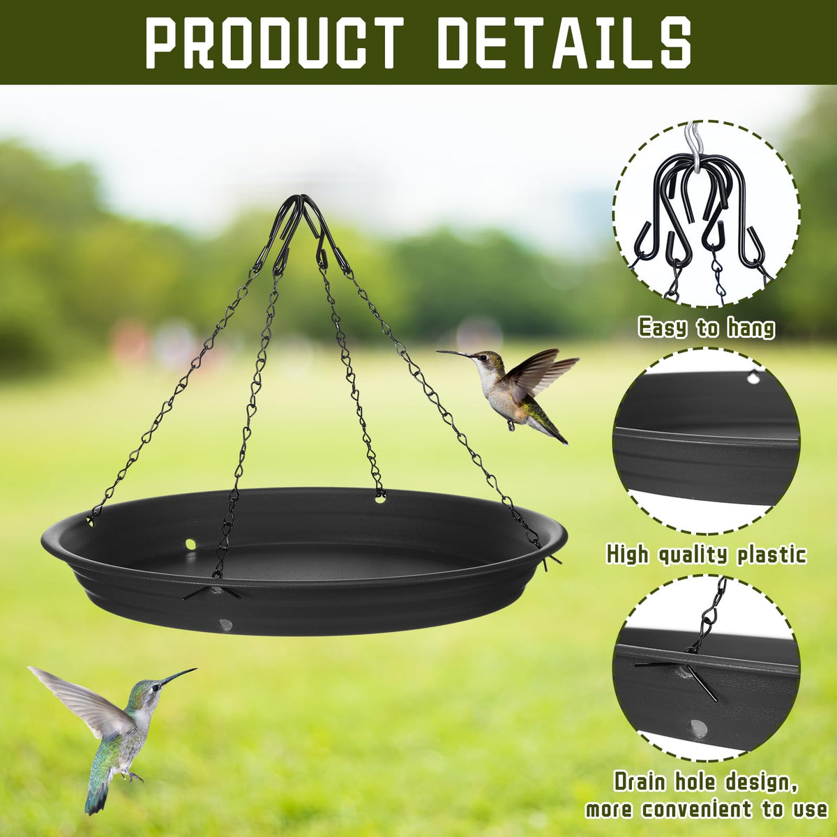 Briwooody platform feeder tray featuring drainage holes for dry seeds.