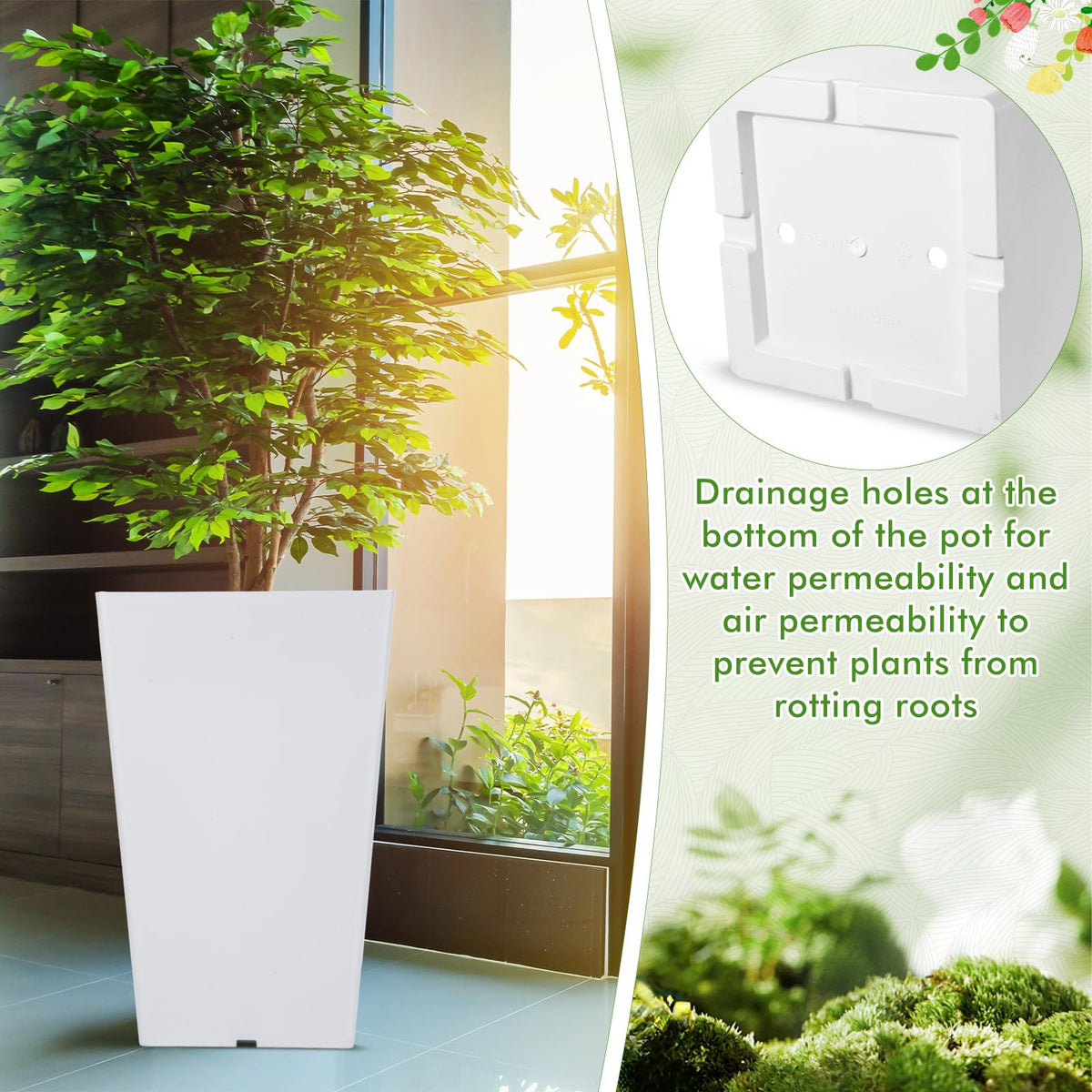 Briwooody resin planter showing weather resistance under sunlight.