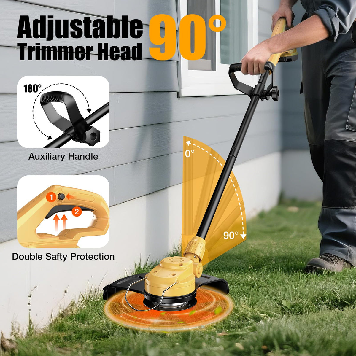 In-use Brngeqi shot demonstrates precise yard trimming capability.