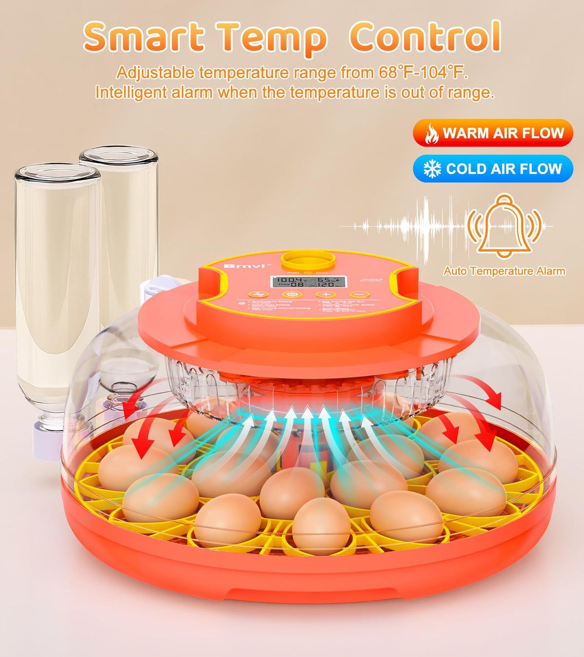 Brnvl incubator auto-turn mechanism enables consistent egg turning