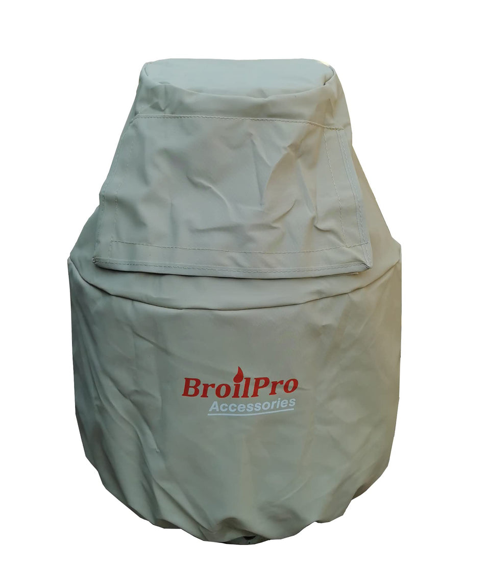 BroilPro Accessories propane tank cover beige side view protects a 20-lb cylinder from sun