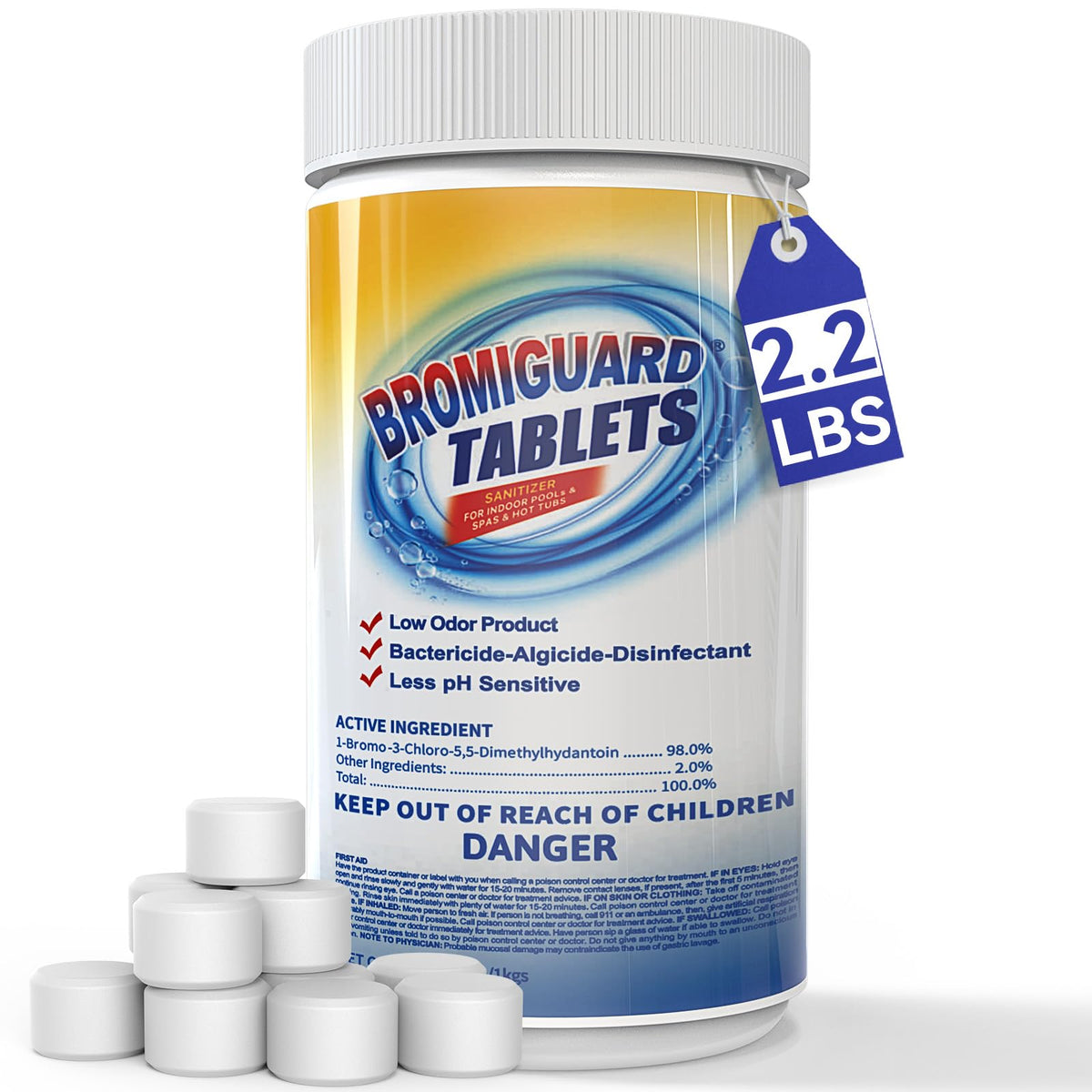 BROMIGUARD bromine tab 1inch in a spa dispenser for easy sanitation