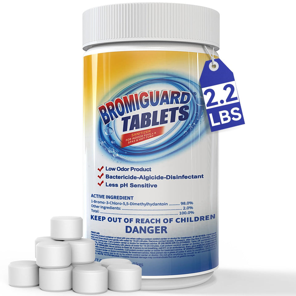 BROMIGUARD bromine tab 1inch in a spa dispenser for easy sanitation