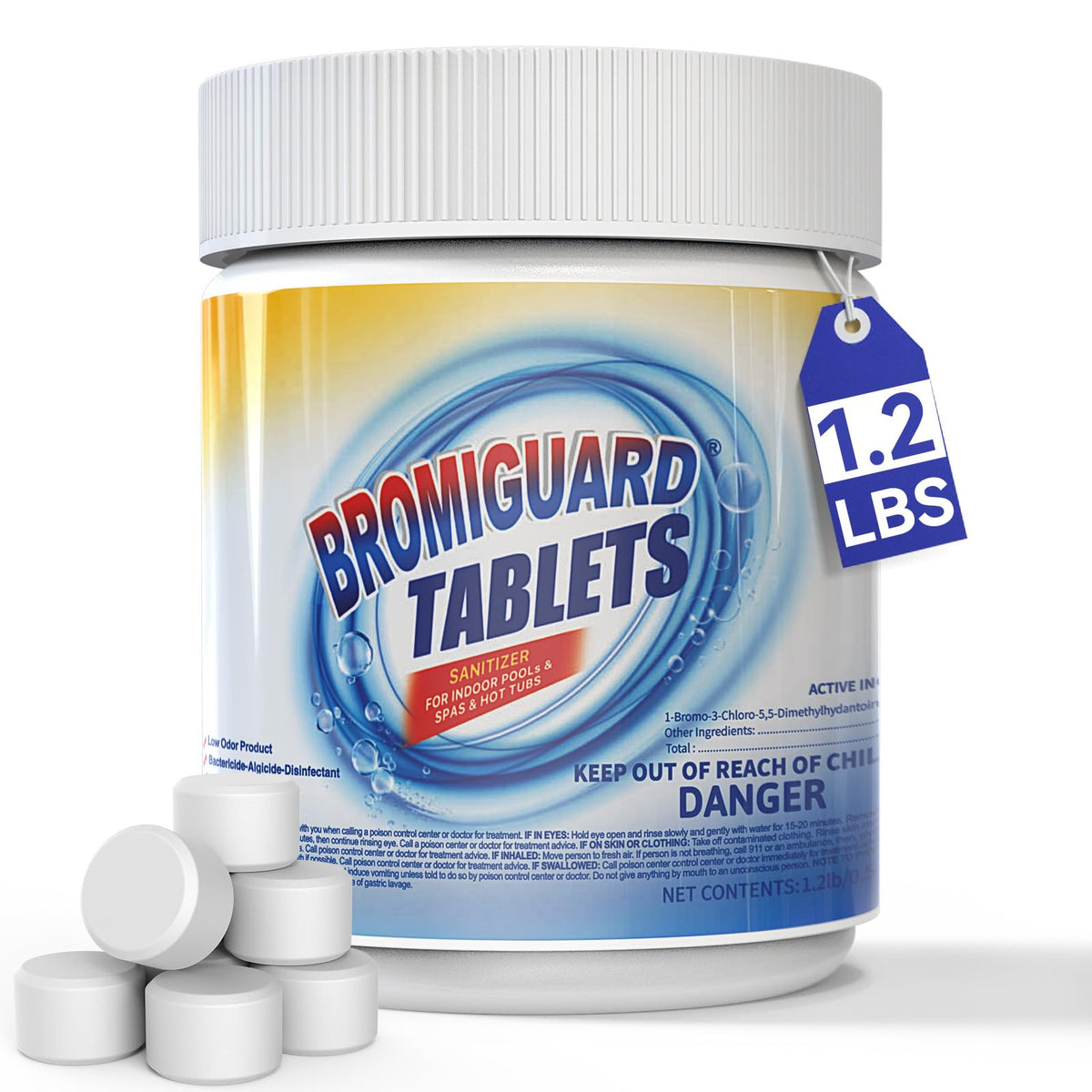 BROMIGUARD spa bromine tablets 1in dispenser for steady hot tub sanitation